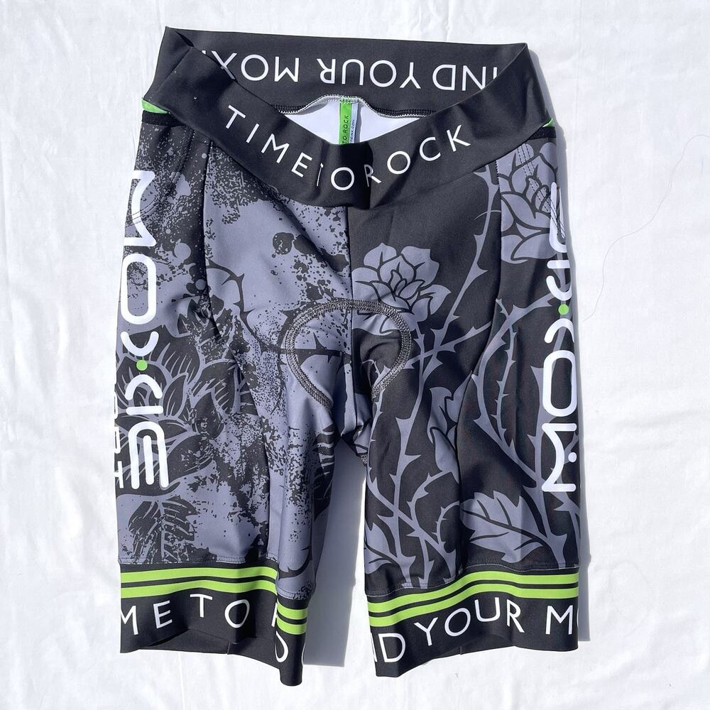 Wattie Ink Triathlon Cycling Shorts Womens Large Time To Rock Moxie Gray Green
